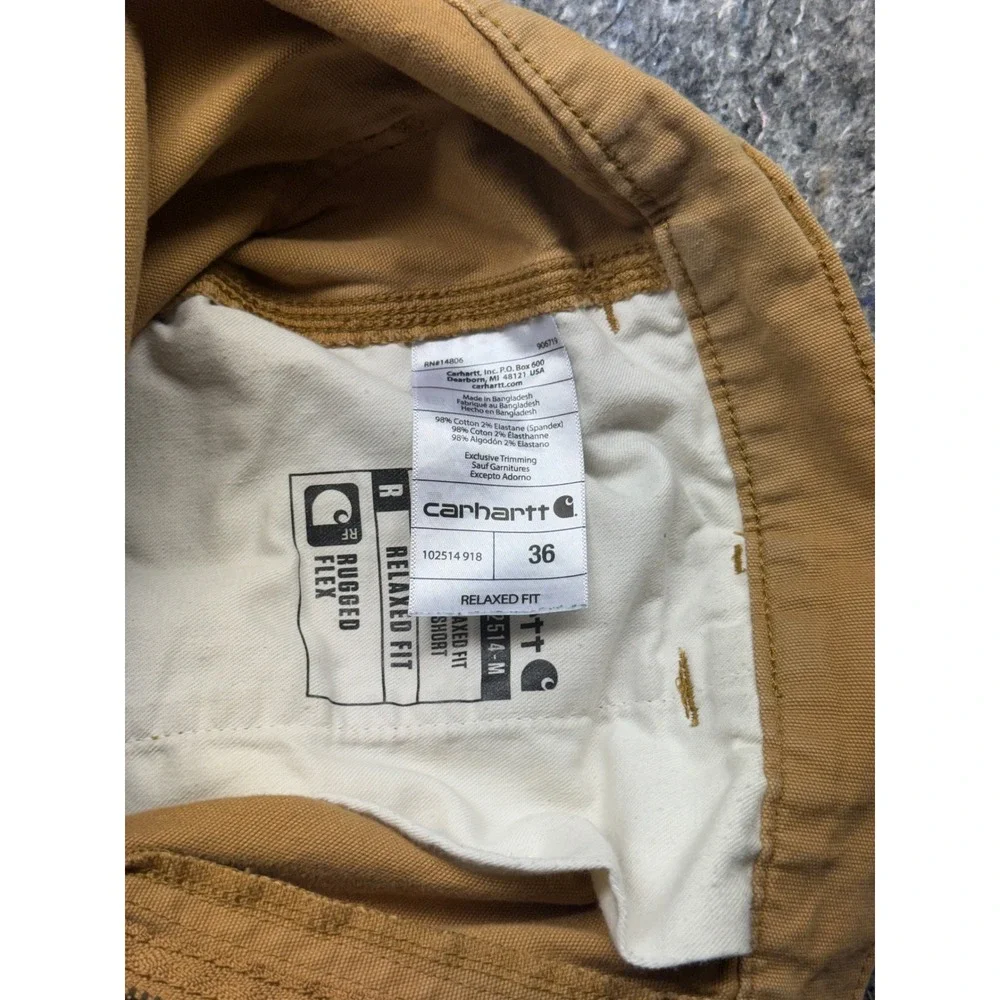 Carhartt Rugged Flex Relaxed Fit Canvas Work Shorts Tan Mens 36 102514-918